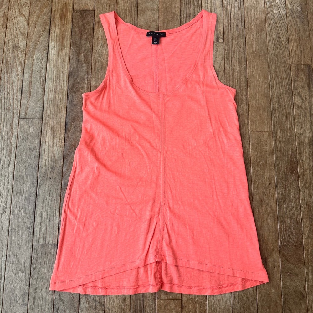 Slub Knit Coral Pink Pima Cotton Tank Top Women Small Modern Casual Willi Smith